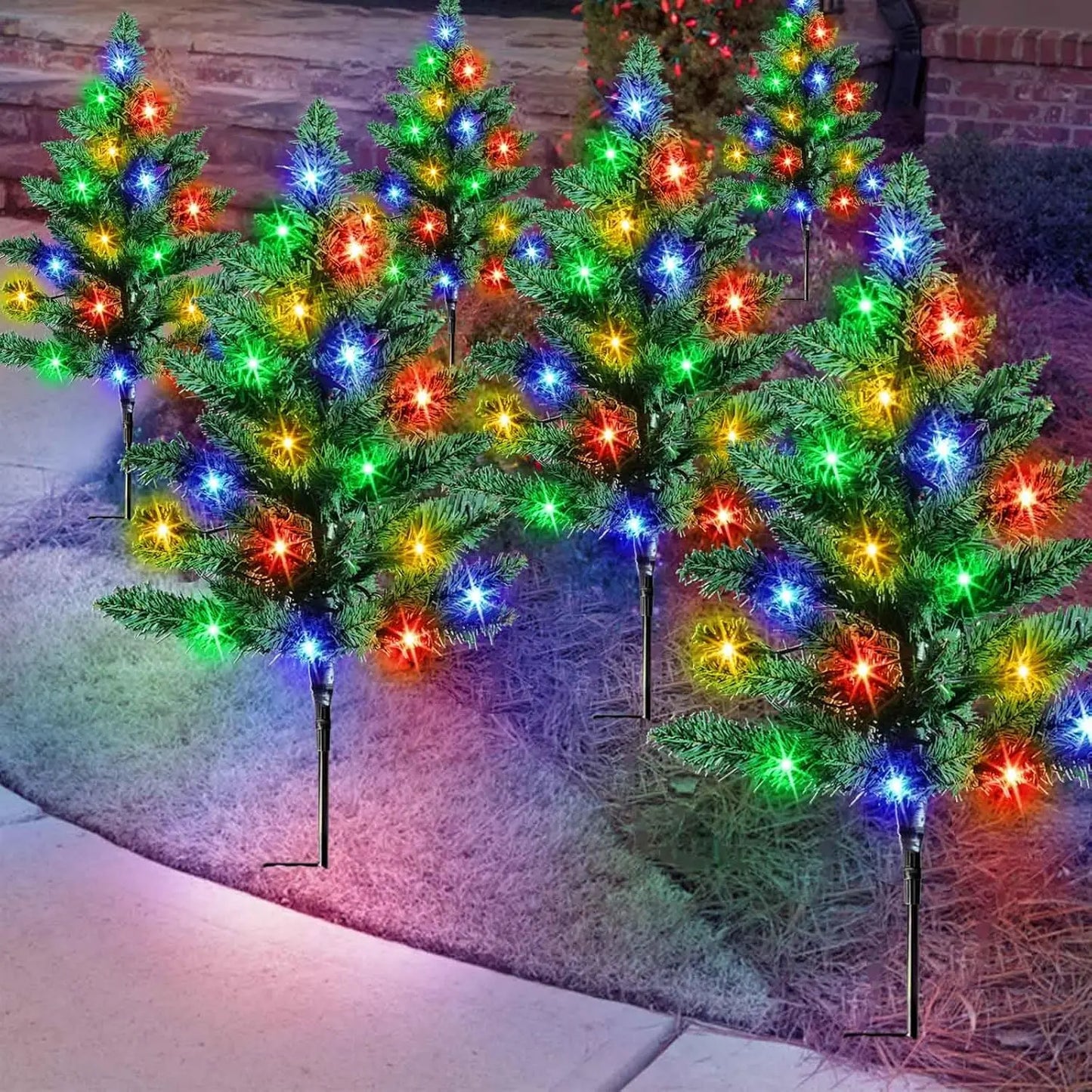 XMSJ 6 Pack Solar LED Christmas Trees Outdoor Decor