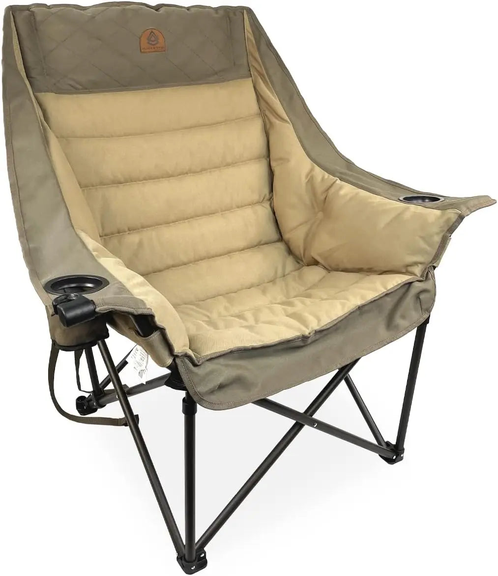 Black Sierra Deluxe Padded Camping Chair for Sports & Outdoors, Oversize XL Outdoor Folding Chair Supports 400 lbs, Heavy Duty