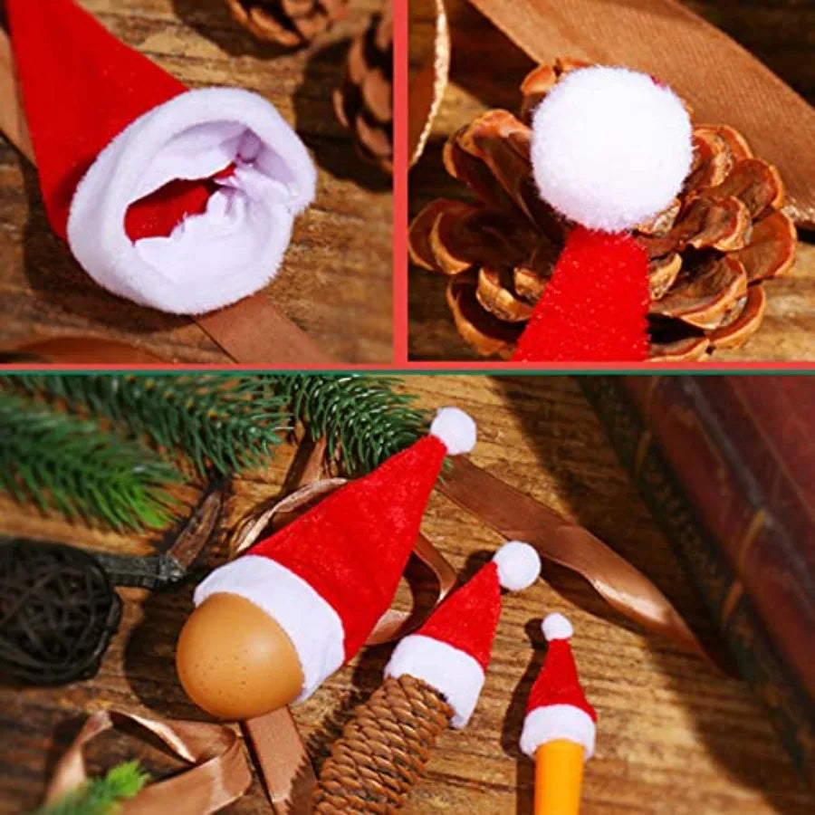 Mini Santa Hats 40Pcs Craft Christmas Wine Bottle Topper