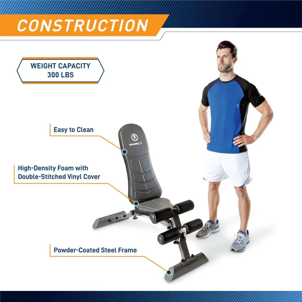Marcy Deluxe Foldable Utility Bench Gym Equipment