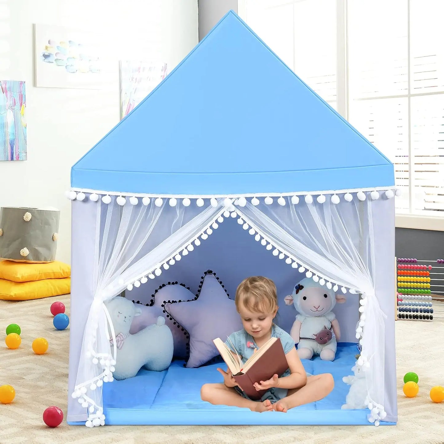 Indoor Playhouse for Kids Fairy Tent with Large Mat and Breathable Windows