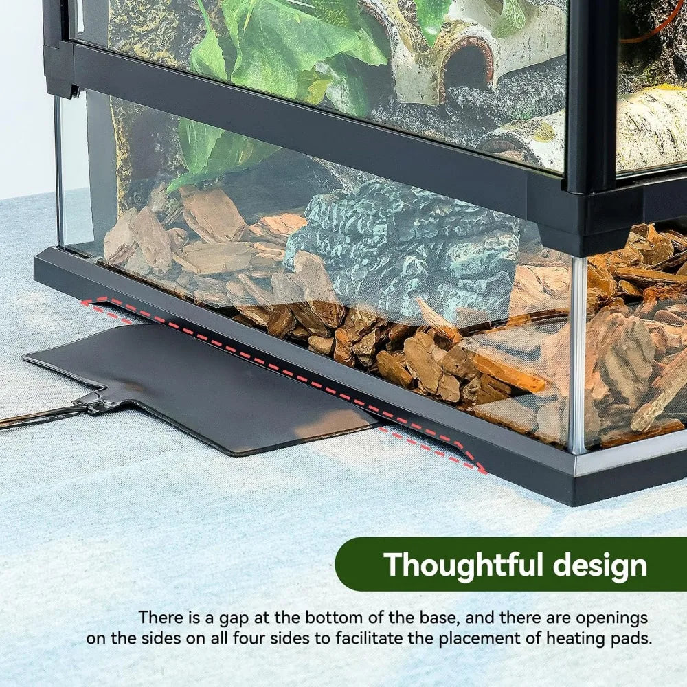 Leopard Gecko Reptile Terrarium Front Opening CrystalGlass Enclosure Watertight Base