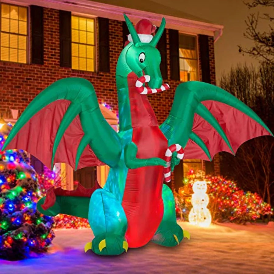 Hign-concerned Inflatable Christmas Dragon Candy LED Lighted Decor Indoor Outdoor