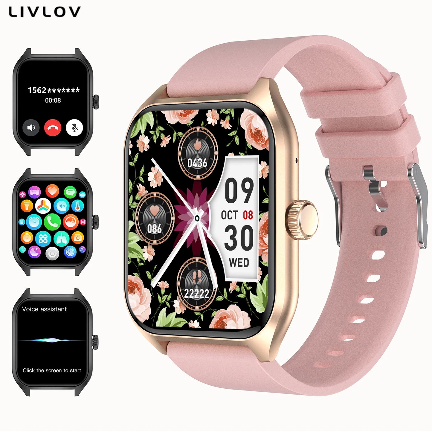 LIVLOVCP AI Voice Assistant Smart Watch Heart Rate Monitor