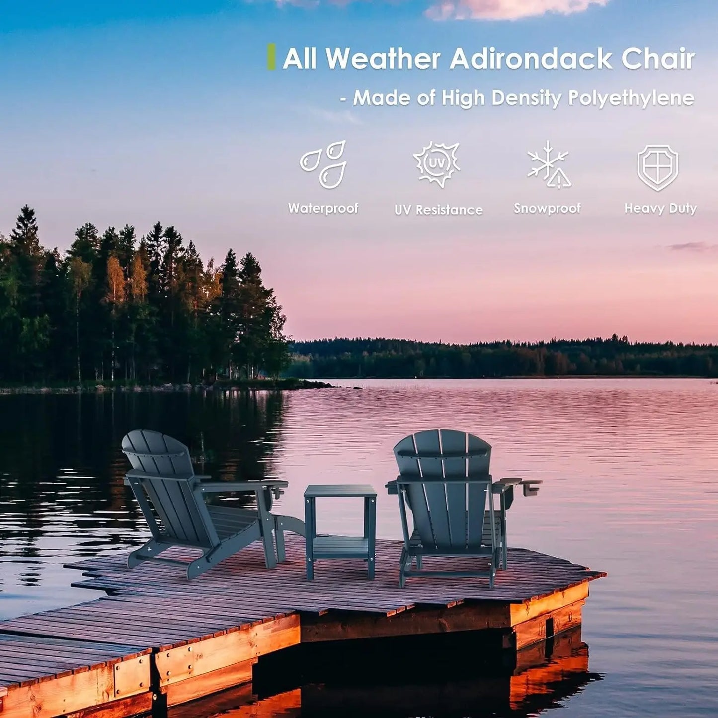 XMSJ Folding Adirondack Chairs HDPE All Weather Cup Holder