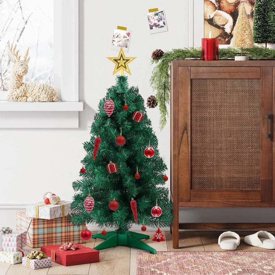 Artificial Christmas Tree With Star Topper And Stable Base