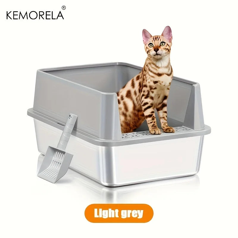 Super Large Stainless Steel Litter Box With Lid