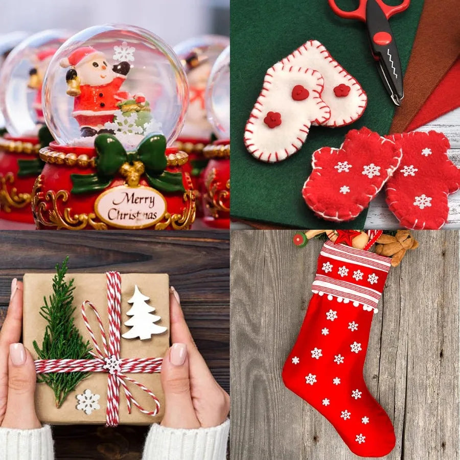 Glitter Plastic Snowflakes Embellishments For Christmas Crafts