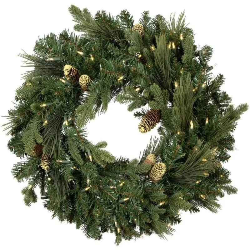 Xmas LED Pre Lit Wreath Garland Indoor Decor Set 6