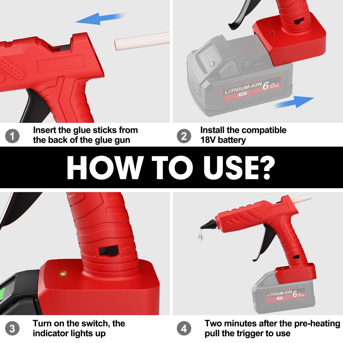 Synxiter Cordless Hot Glue Gun Milwaukee 18V Battery