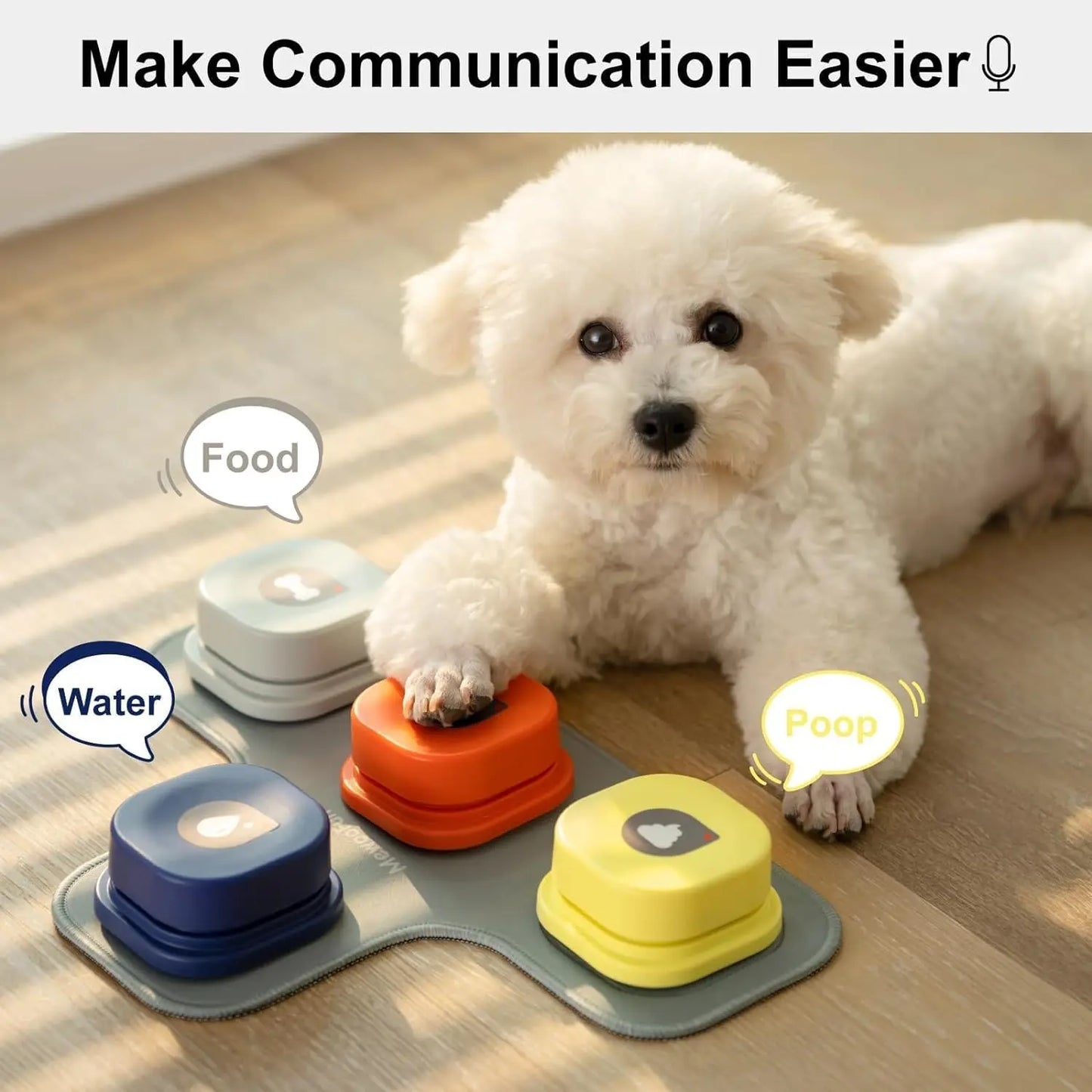MEWOOFUN Canine Talking Buttons With Rubber Mat Recordable Communication SystemForTraining