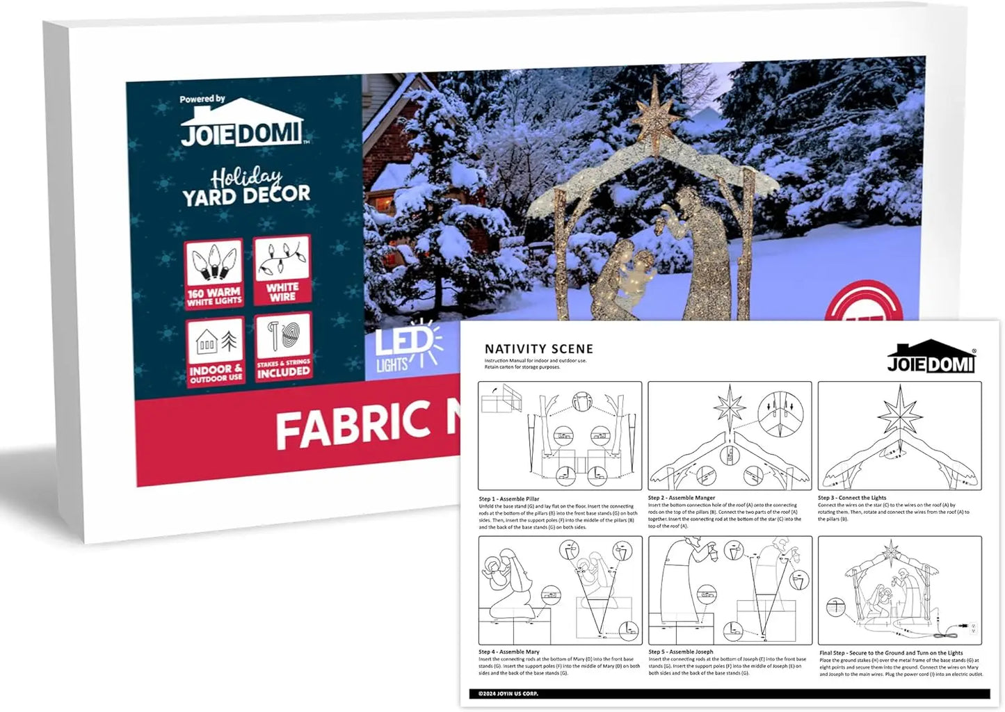 Joyfy Nativity Yard Light 160LED With Metal Stake Outdoor Decor
