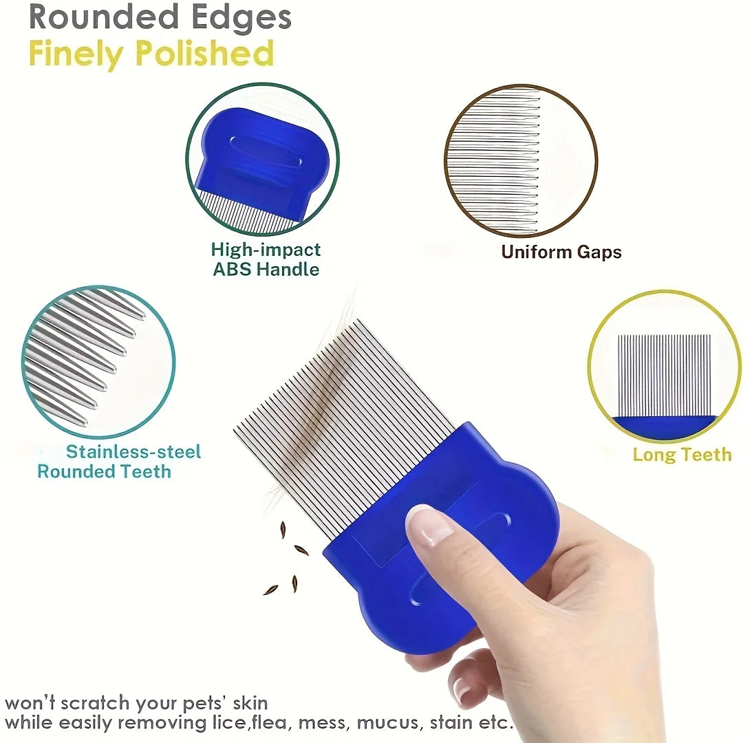 Hign-concerned StainlessSteel DoubleSided Flea Lice Pet Grooming Comb ProGroomingKit