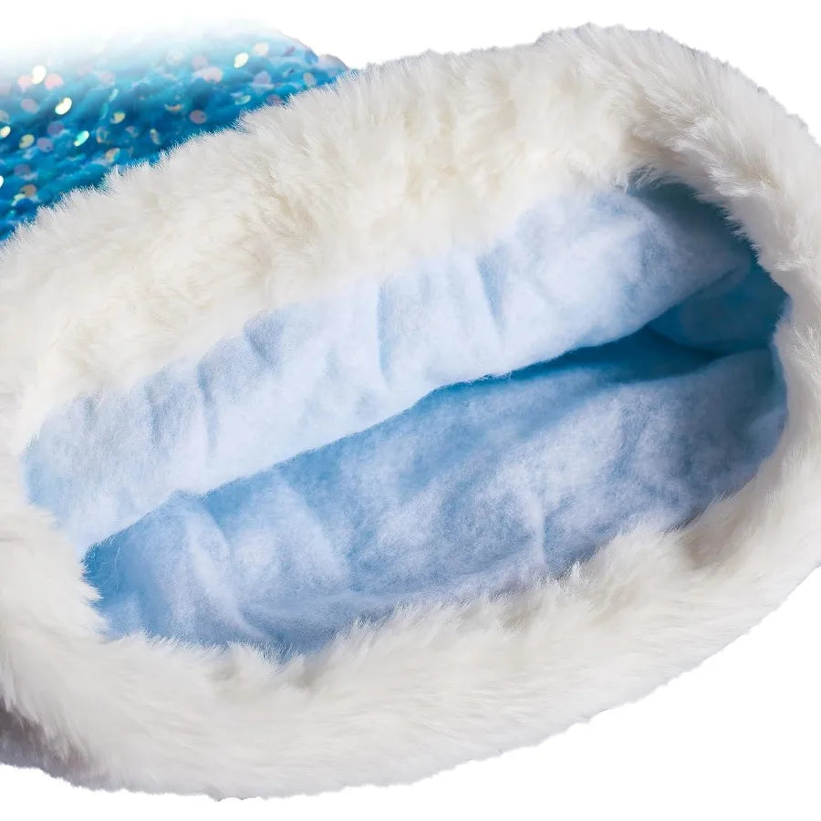 Golden Sequin Santa Hat With Plush Fur Trim Adults