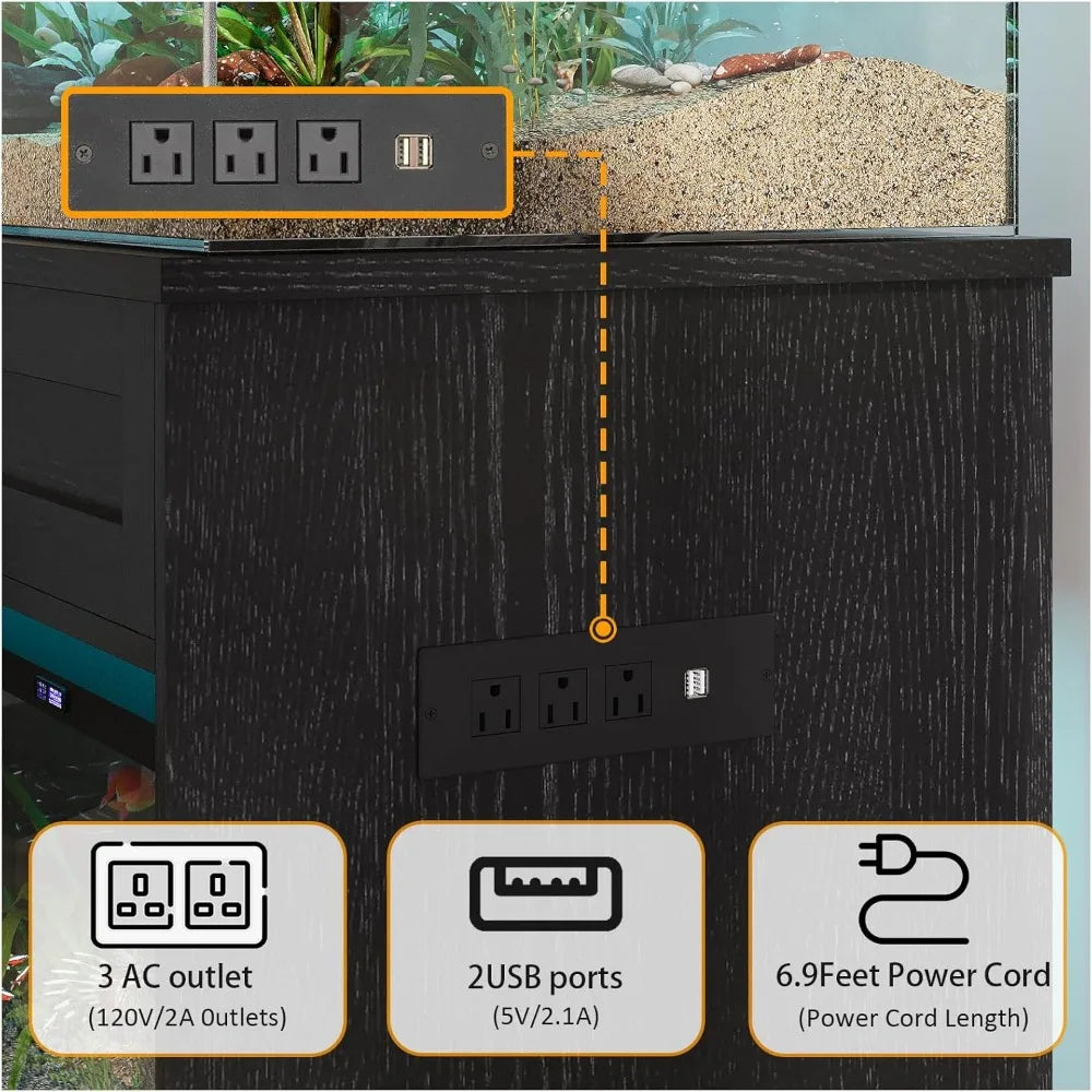 55 Gallon Fish Tank Stand, Fish Tank with Stand 55-75 Gallon, Aquarium Stand 55 Gallon with Drawer, Reptile Tank Stand with Powe