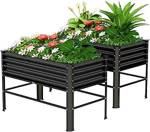 Doniks Raised Garden Bed With Legs Galvanized Outdoor Planting Box 600lb Capacity