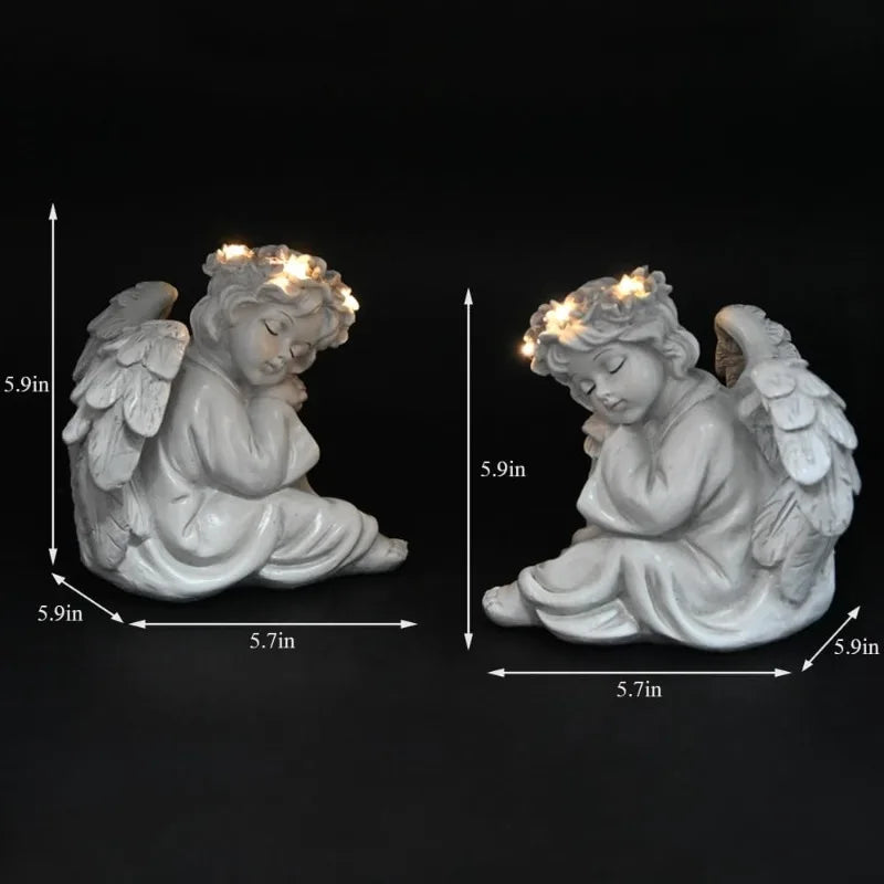 Statue Garden Decor for Outside Solar Outdoor Decorations Patio Cherub Christmas Yard Porch Home Lawn Art Light up Figurin