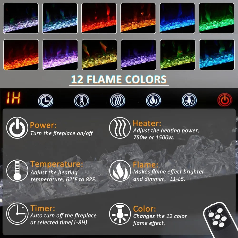 70" Fireplace TV Stand for TVs Up to 80" with 36" Electric Fireplace, TV Console for The Living Room, Entertainment Center