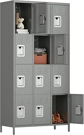 Locker Organizer with 9 Doors, Metal Lockers for Employees, Storage Steel Organizer for School, Metal Storage Cabinet for Gym, O