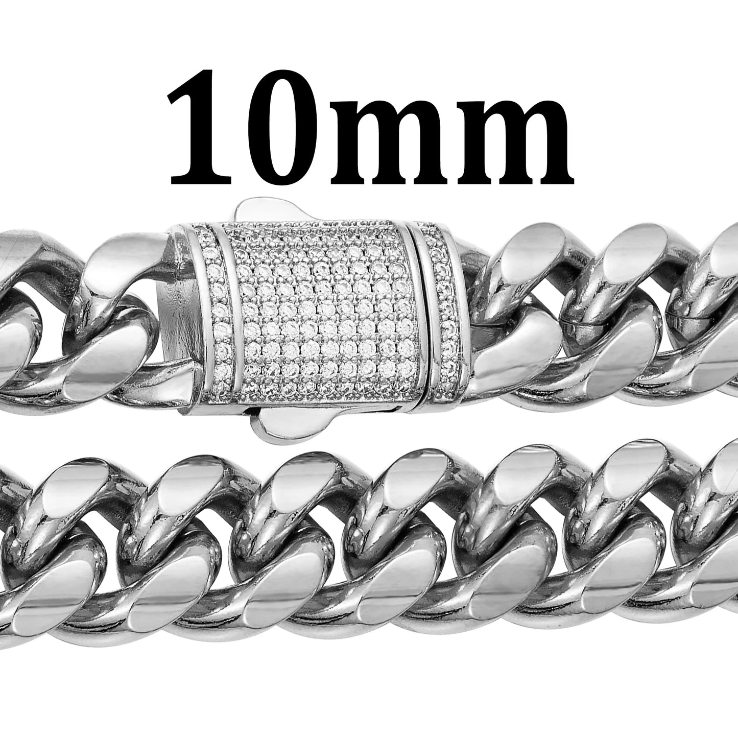 Zhejiang Stainless Steel Cuban Link Chain Zircon Box Lock