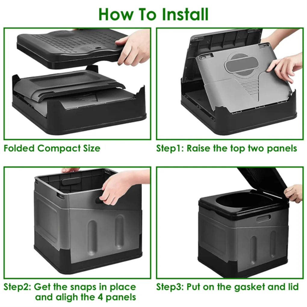 Electric Portable Toilet With Carry Bag Foldable Emergency Toilet Lid Trash Bags For Camping Outdoor