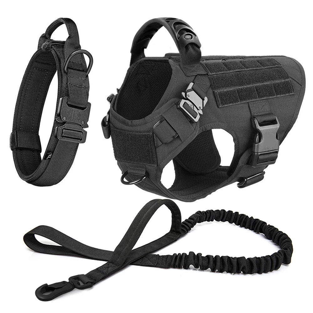 PETRAVELCN Tactical Military Dog Harness Vest Set for Training