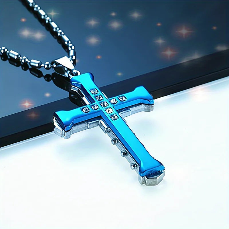 Guangdong Titanium Alloy Cross Pendant Necklace Zircon Gift