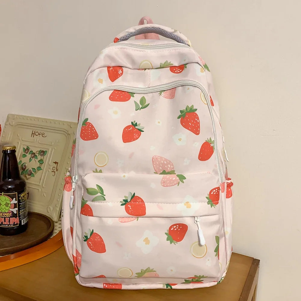MOJOYCECN Strawberry Pattern Backpack For Women School Bag
