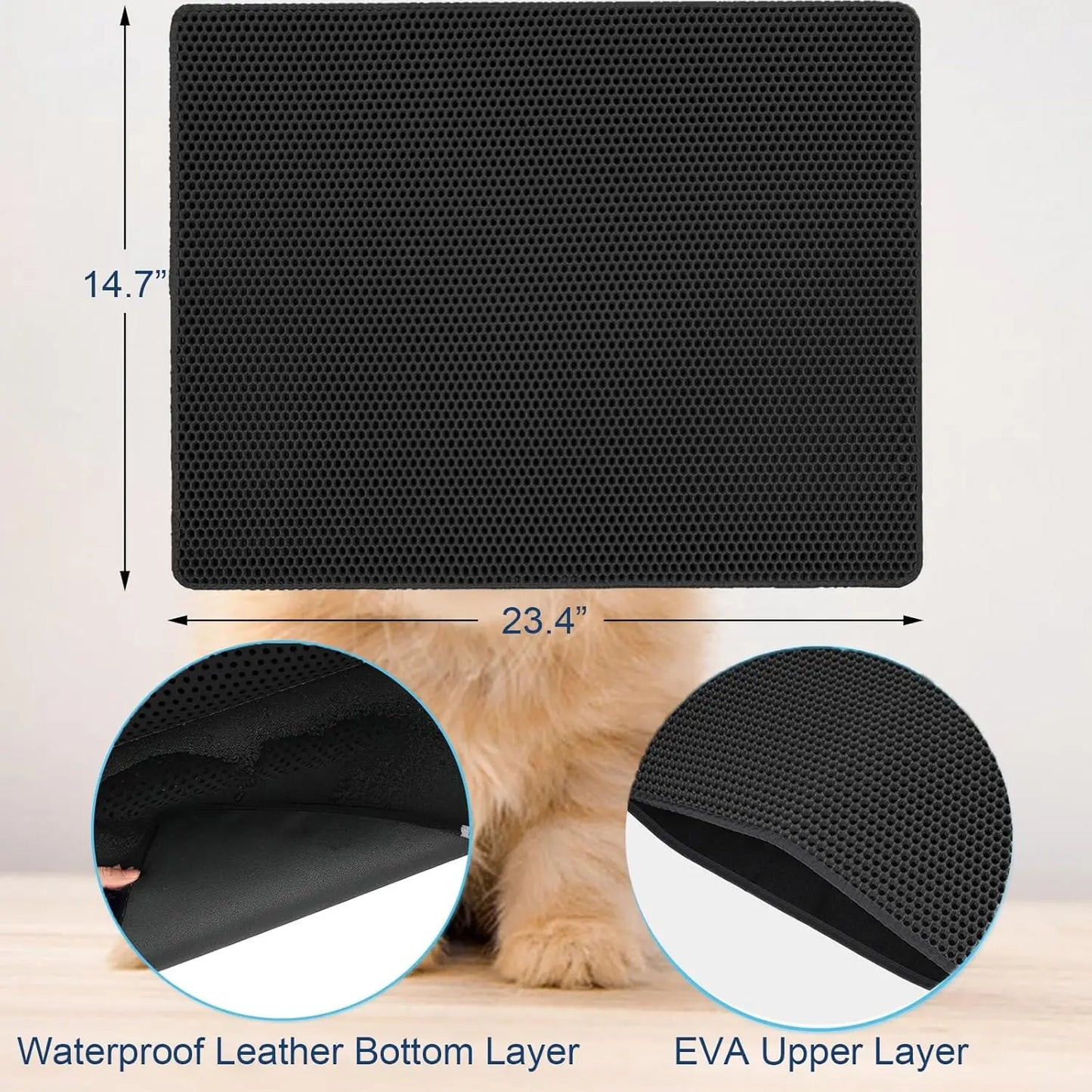 Hign-concerned Feline LitterBox Mat Double Layer Waterproof Urine Proof Trapping