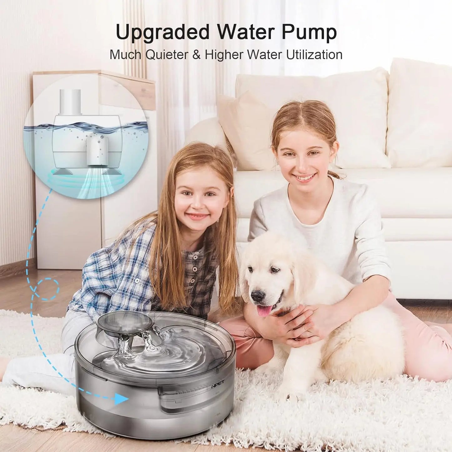 Hign-concerned NPET DF10 Dog Water Fountain Automatic Pet Dispenser BPA Free Plastic For Cats And Dogs