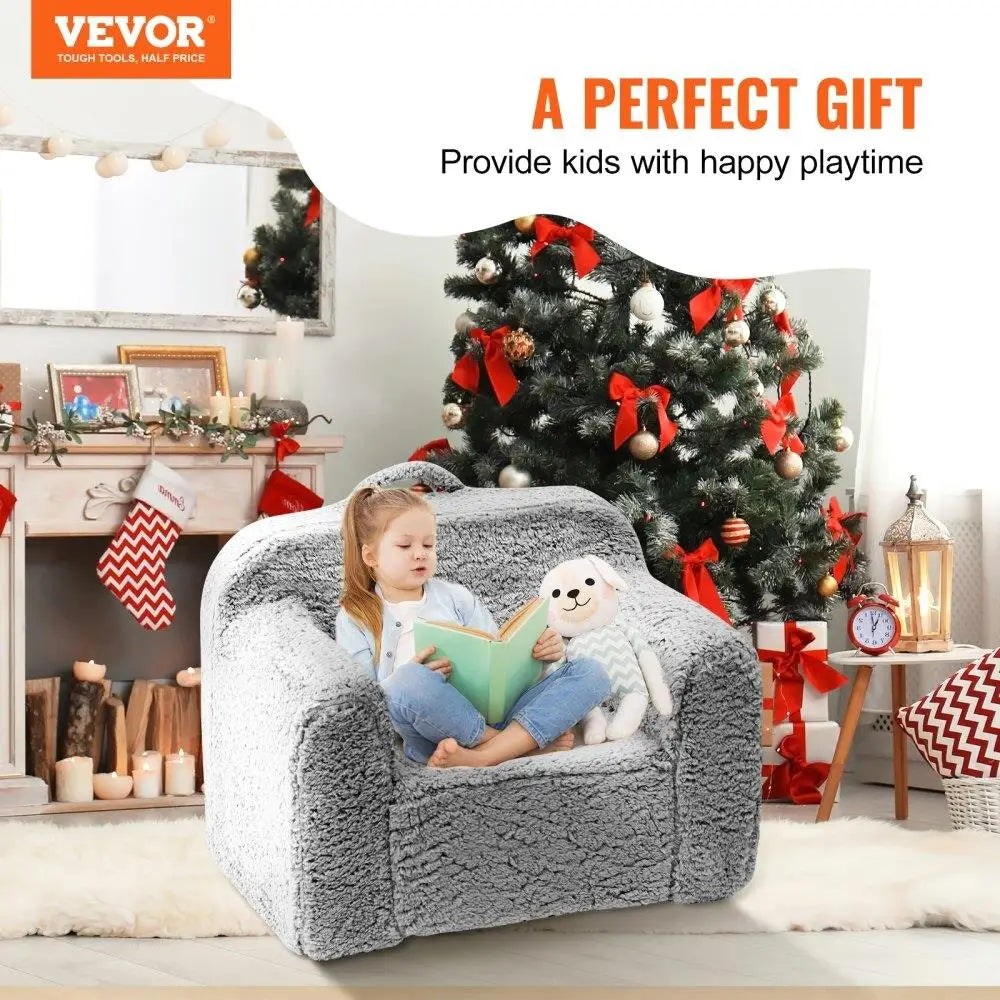 Kids Armchair Sofa High Density 25D Sponge Sherpa Fabric Toddler Chair for bedroom Playroom