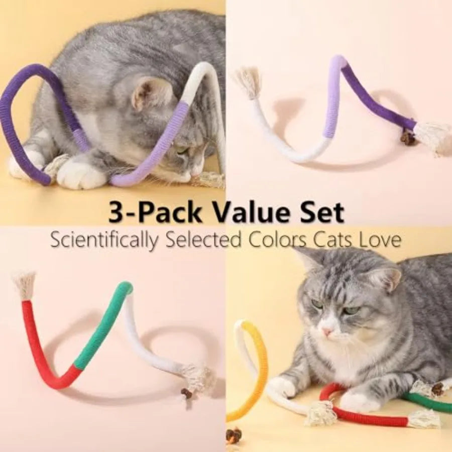 Hignconcerned Cat Chew RopeToys Set NaturalSisal CottonRope WithCatnip IndoorPlay