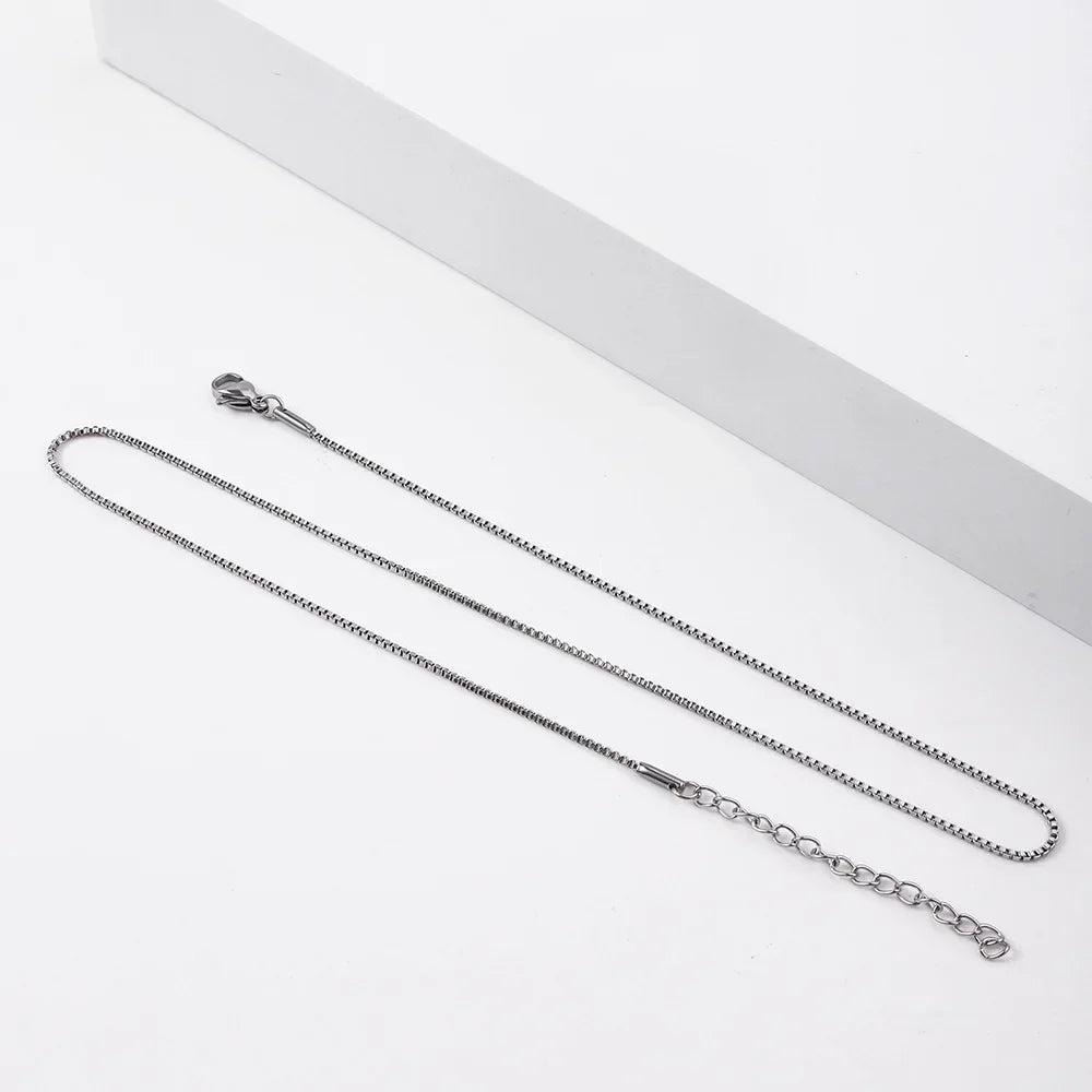 Stainless Steel Box Chain Necklace Unisex Jewelry Fashion