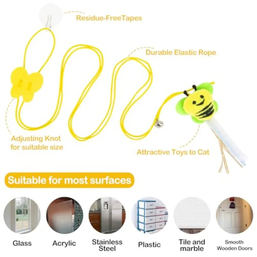 Hign-concerned Cat Feather Toys Interactive Kitten Teaser Retractable Hanging Set