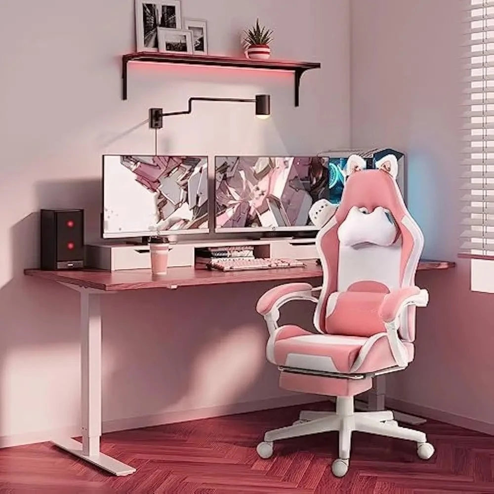 Ergonomics Gaming Chair With Cat Ears And Lumbar Massage