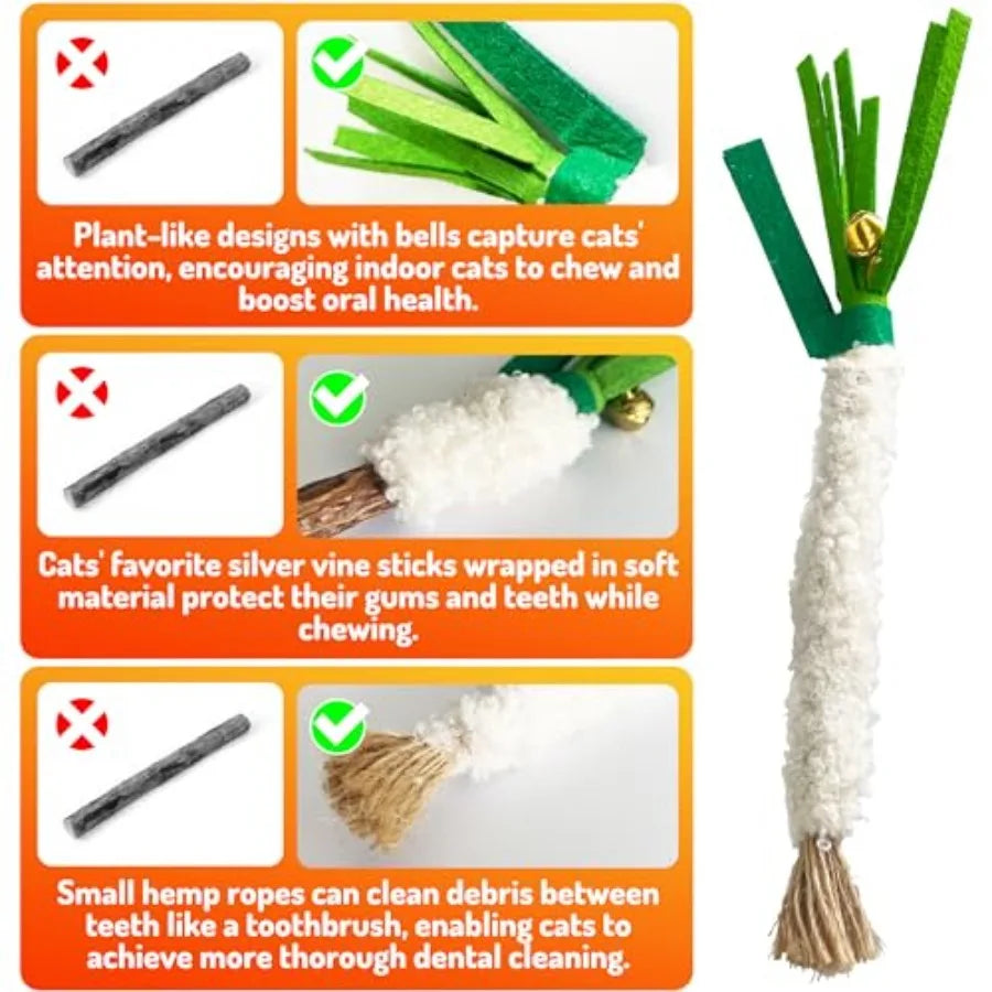 Hign-concerned Catnip-Infused Chew Stick 4PCS Wrapped Cotton Rope DentalCare Toy