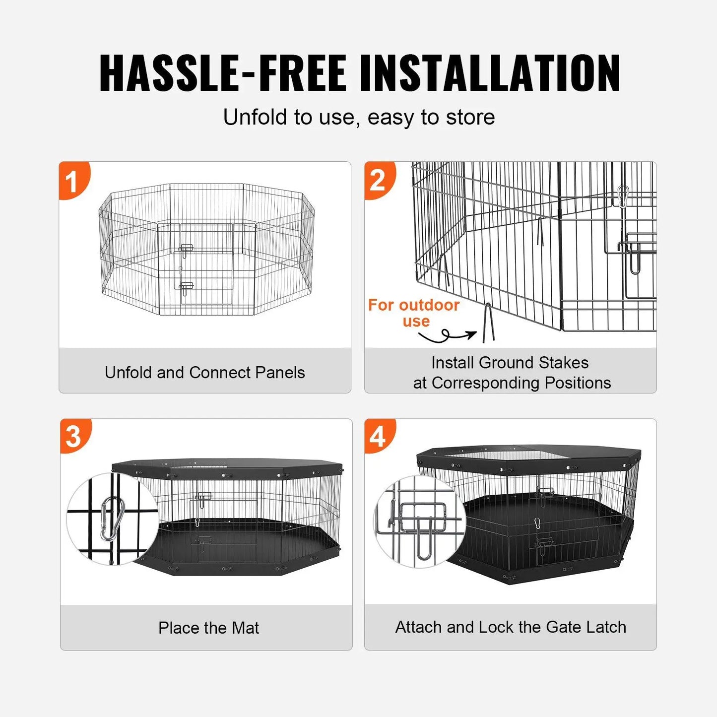 Hign-concerned Dog Playpen 8 Panels Foldable Exercise Pen