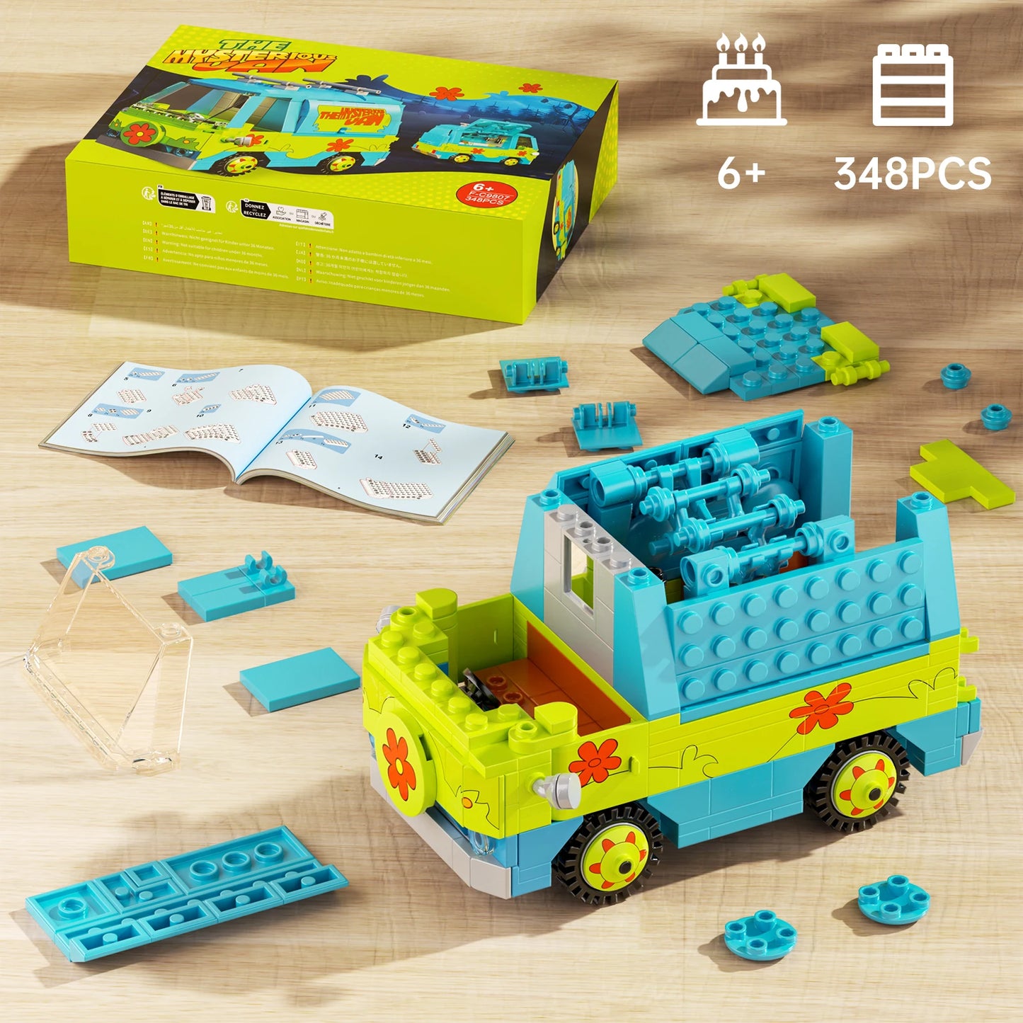 320PCS Mysteryed Machine Car Model Kit Building Blocks Movie Scooed Doo Panel Van Cartoon Vehicle Bricks Toys For Kids Gifts