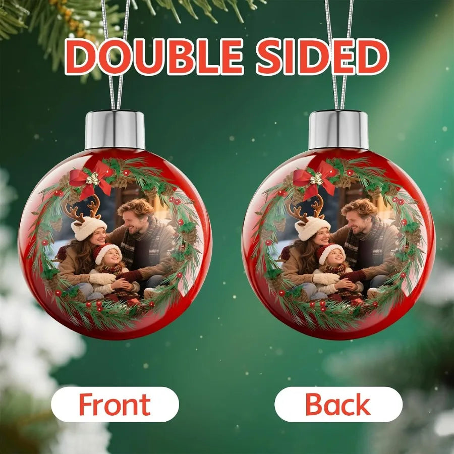 Bemaystar Personalized DoubleSided Photo Christmas Ornaments