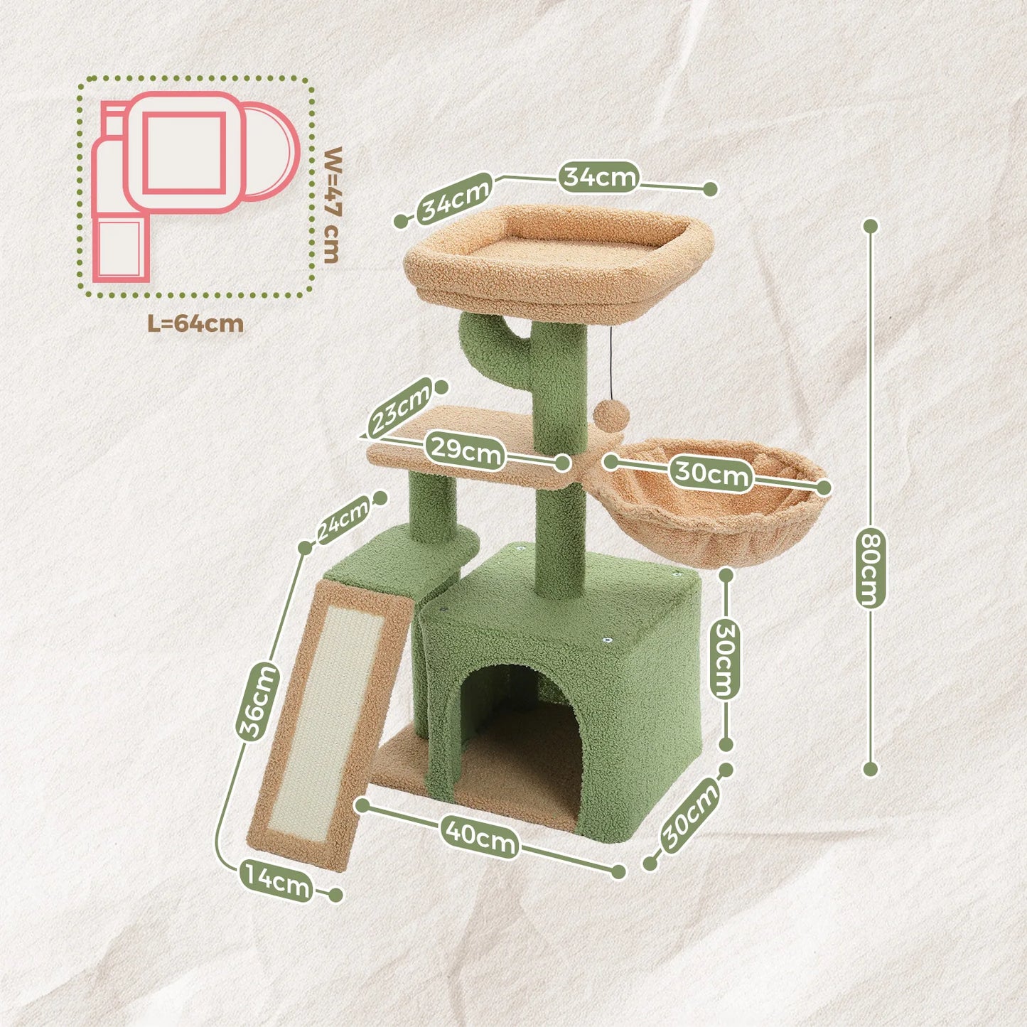 PAWZ Road Ultra-Stable MultiFunctional Cat Tree Tower Indoor Cats All-Season-Hammock