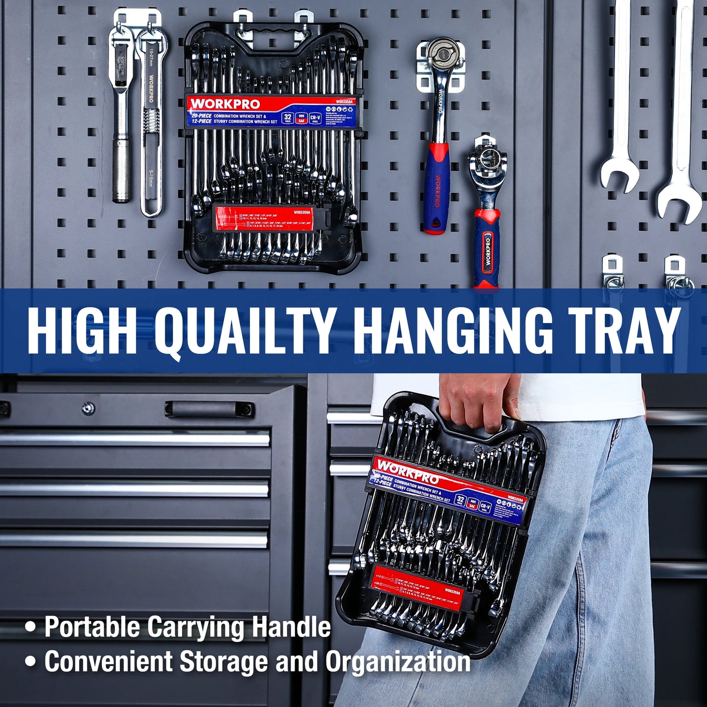 WORKPRO SAE Metric Wrenches Set With Organizer Carry Case