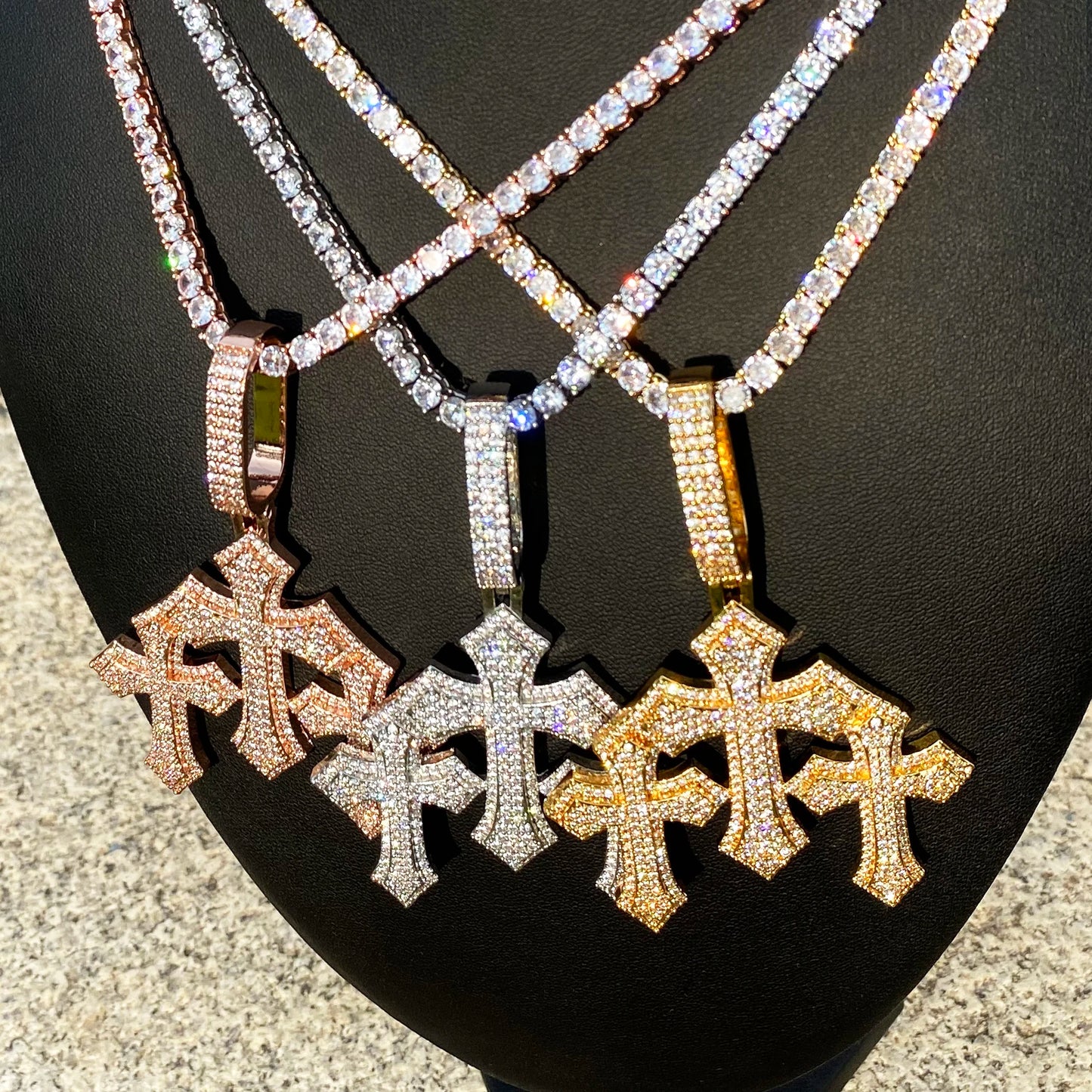 Aokaishen Iced Out Cross Necklace for Women Fashion Jewelry