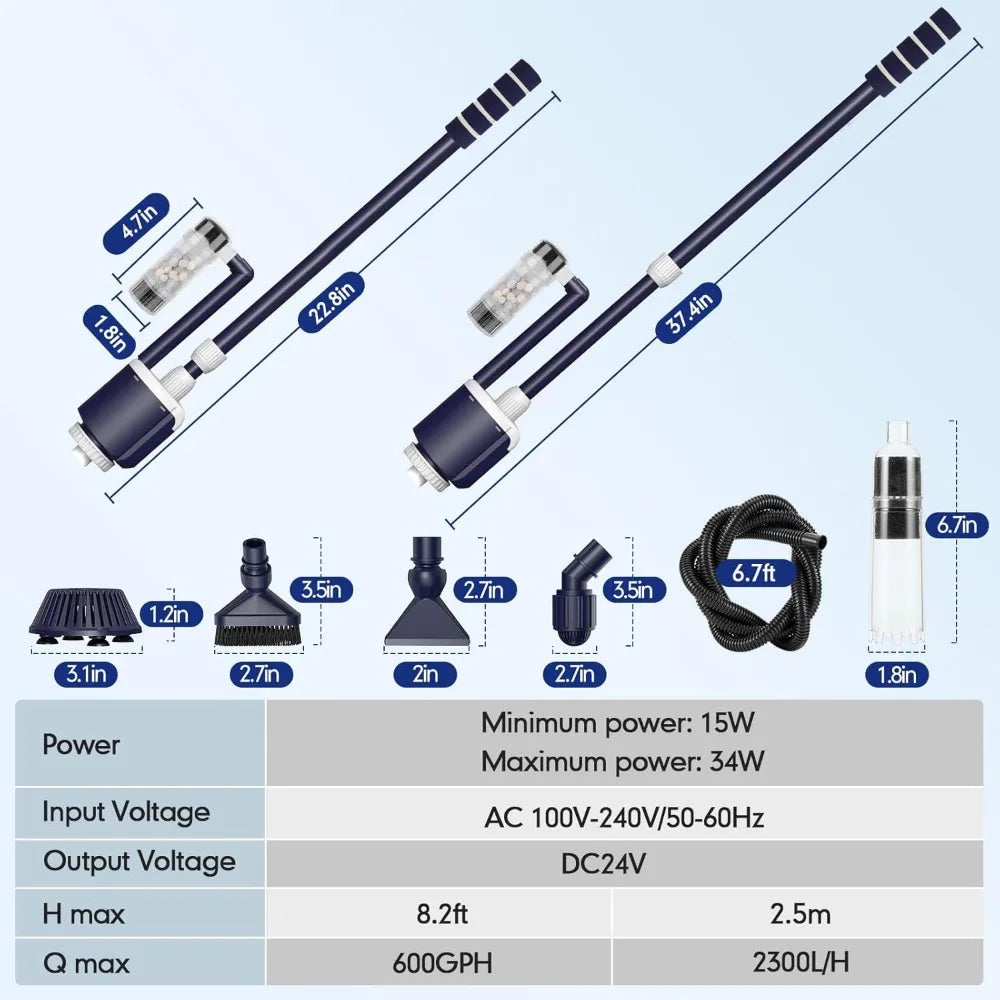 Hign-concerned AQQA Fish Tank Cleaner Adjustable Flow Gravel Vacuum MultiFiltrationPurifier