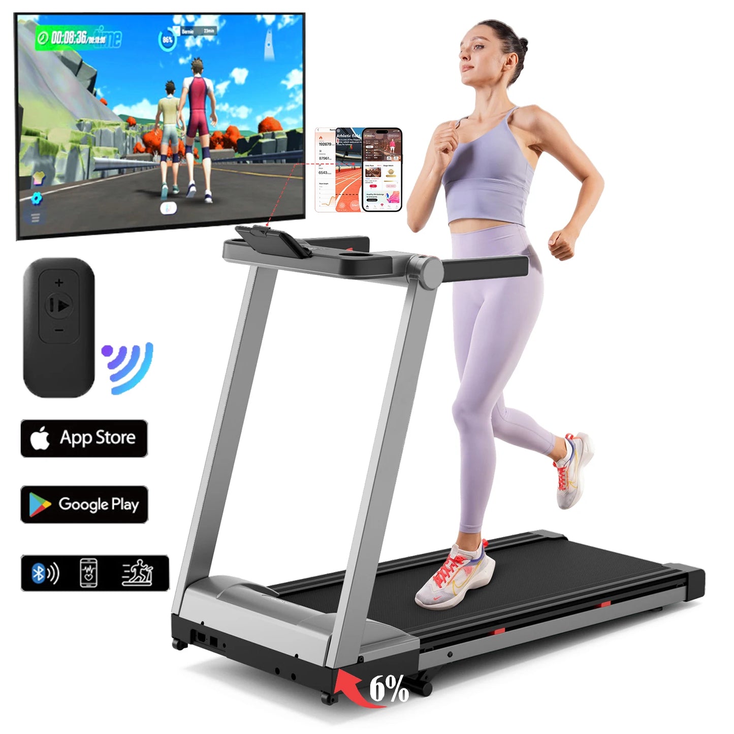 Superun Foldable Incline Home Treadmill Walking Pad