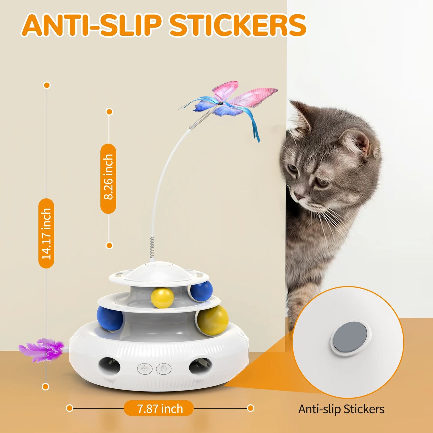 Rechargeable Cat Laser Interactive Puzzle Toy USB Teaser for Cats with Feather Attachments