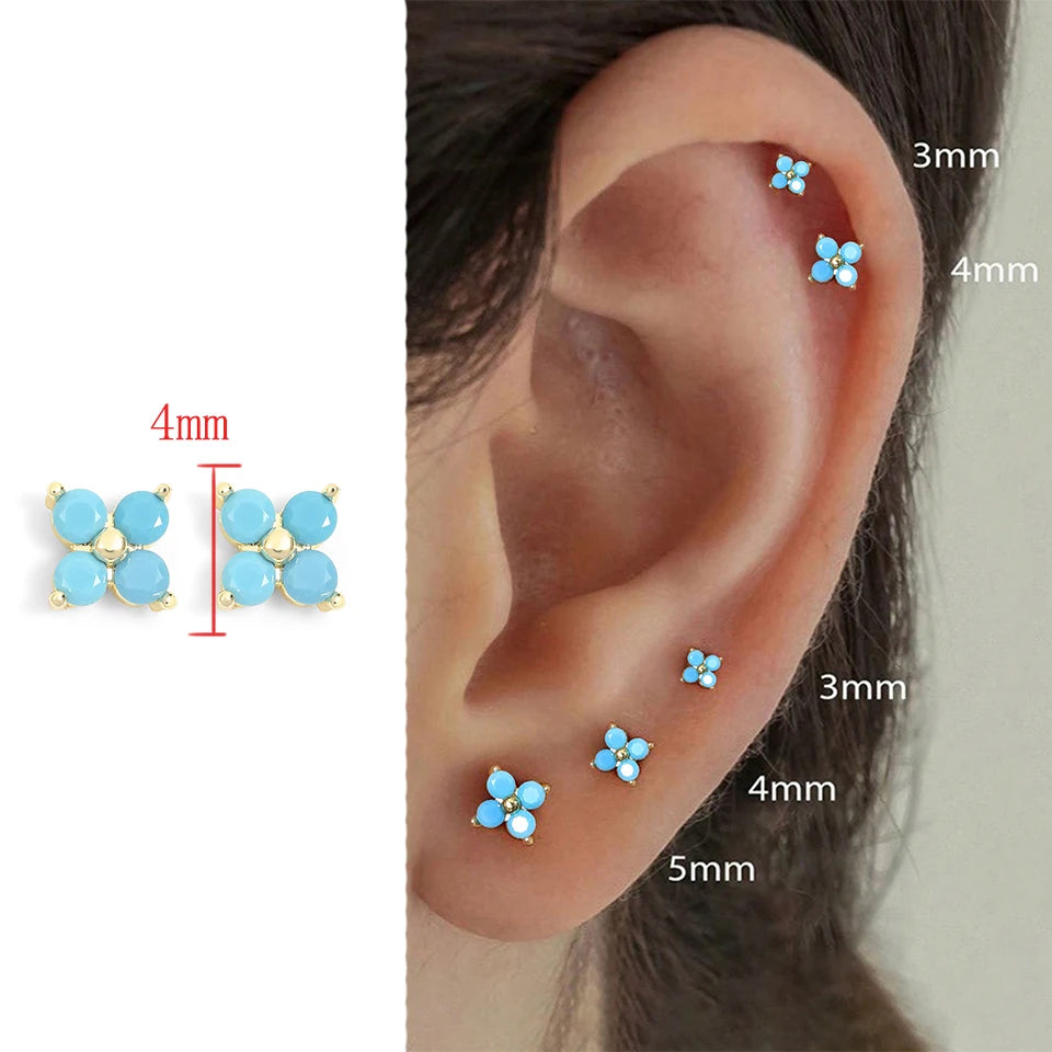 Yupsk Flower Butterfly Zircon Stud Earrings For Women