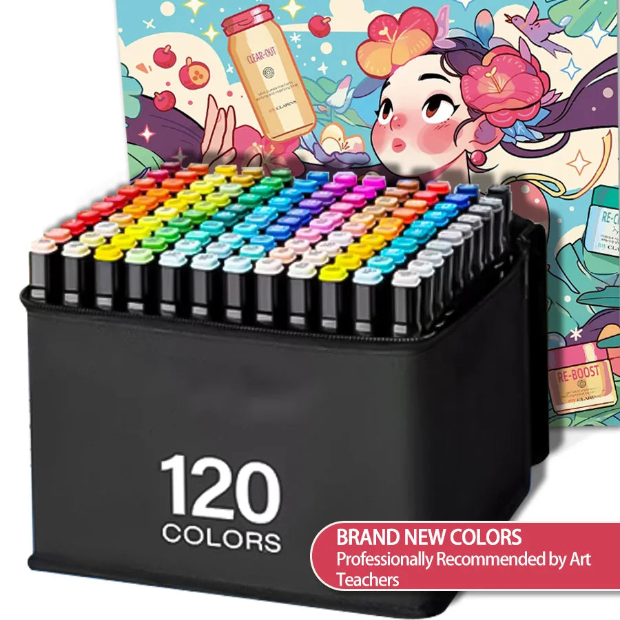 Color Dual-Tip Artist Markers Set OneHundredSixtyEight Marker Assortment Comprehensive-Quality