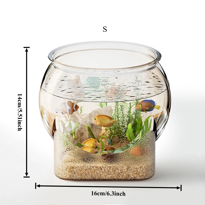 High-concerned Round Transparent Aquarium Durable Drop Resistant Fish Tank Compact