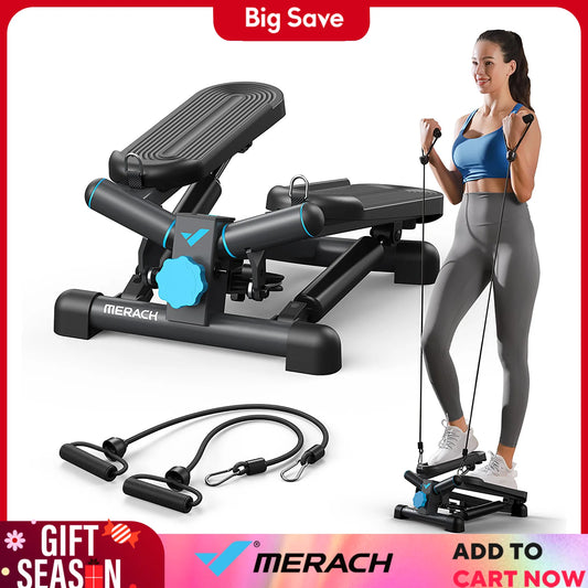 MERACH Mini Stepper Exercise Equipment with Resistance Band