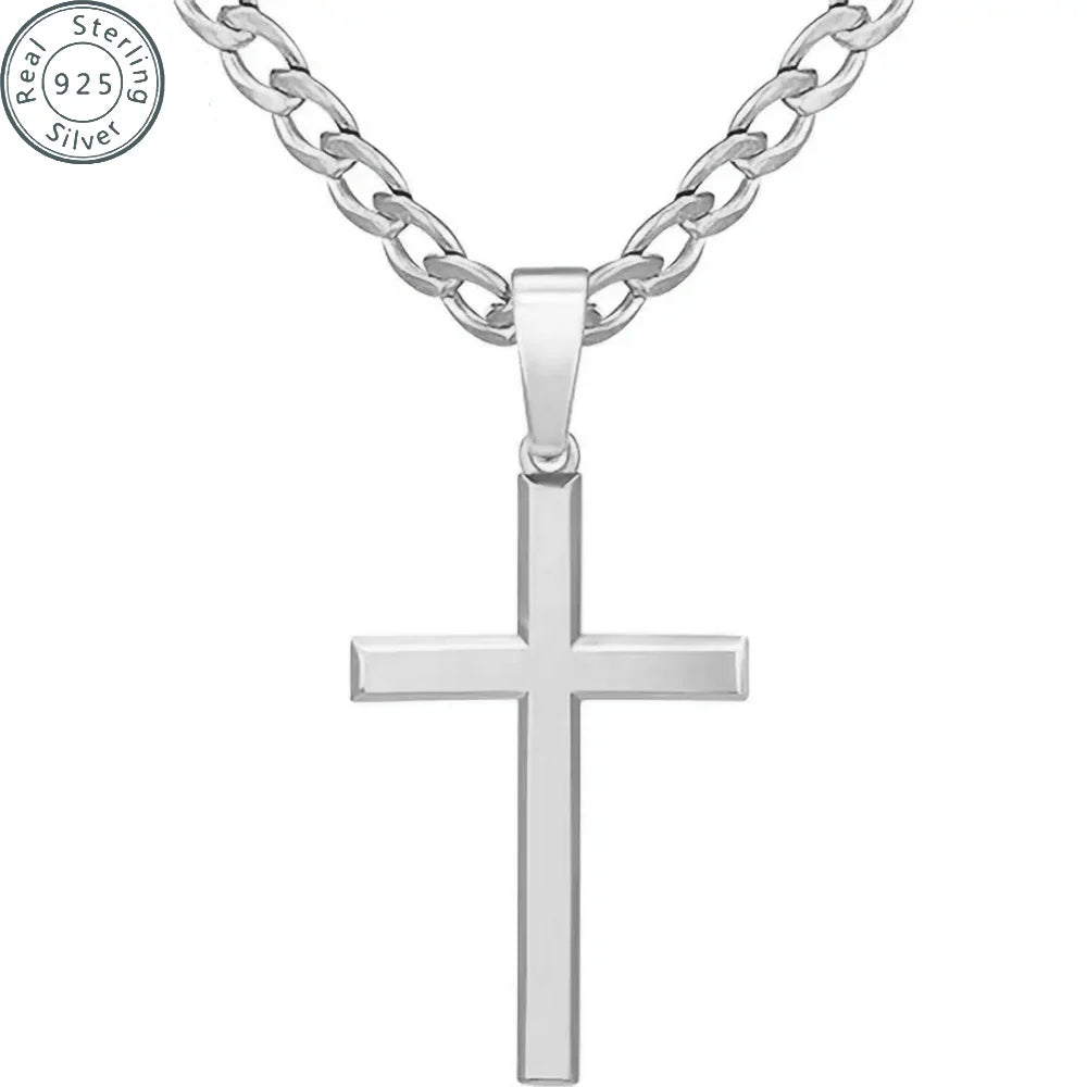 Sterling Silver Cross Necklace Unisex Pendant Jewelry